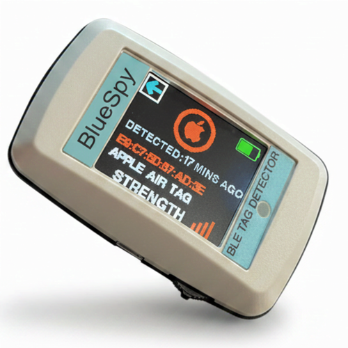 BlueSpy BLE Tag Detektor – kompaktes Gerät zur sofortigen Erkennung versteckter Bluetooth-Tracker wie AirTags und Samsung Smart Tags