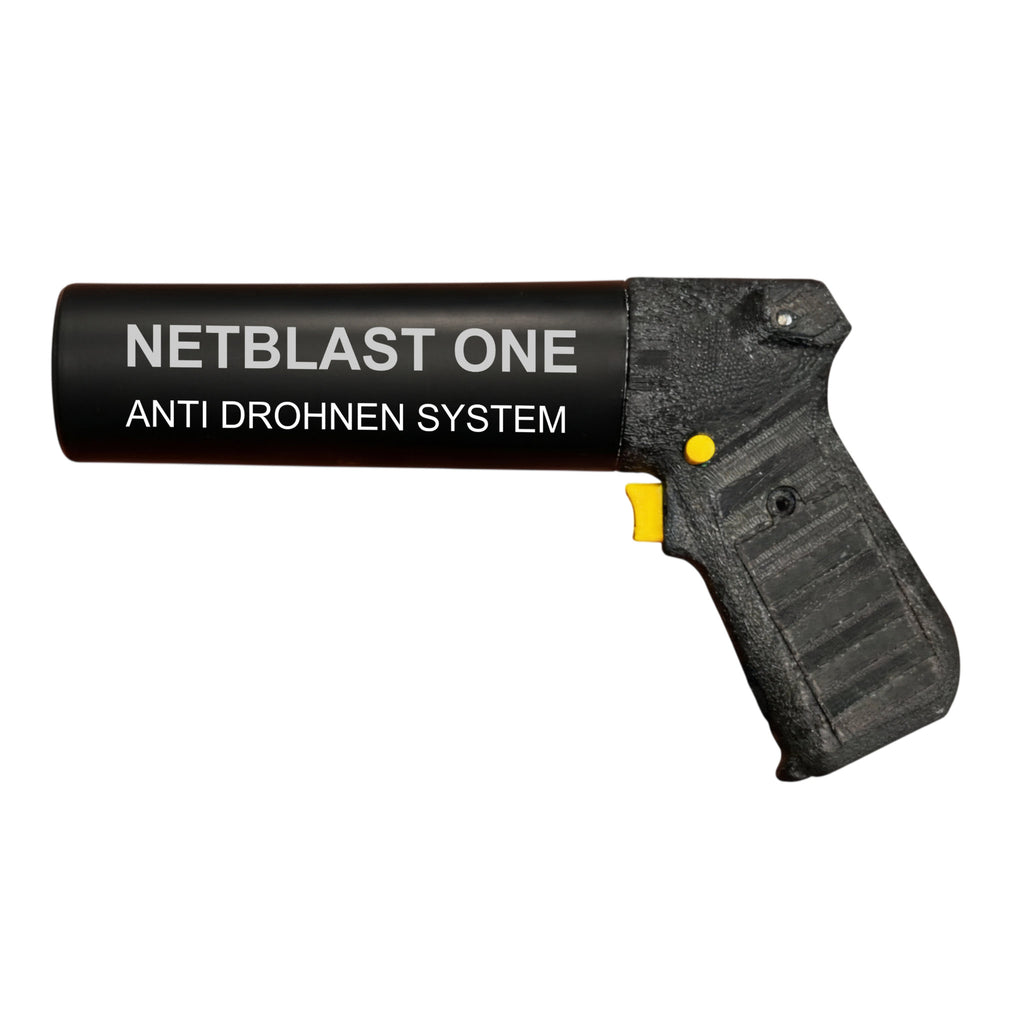 Net Blast One – Seitenansicht des kompakten Einweg-Drohnenabwehrsystems